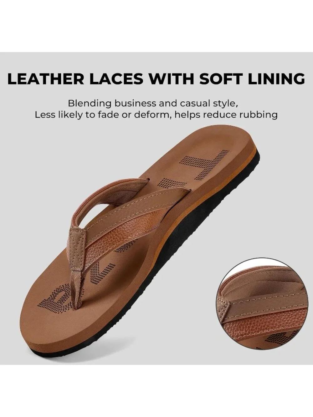 Men's Khaki Flip Flops With Arch Support Summer Outdoor Beach Sandals